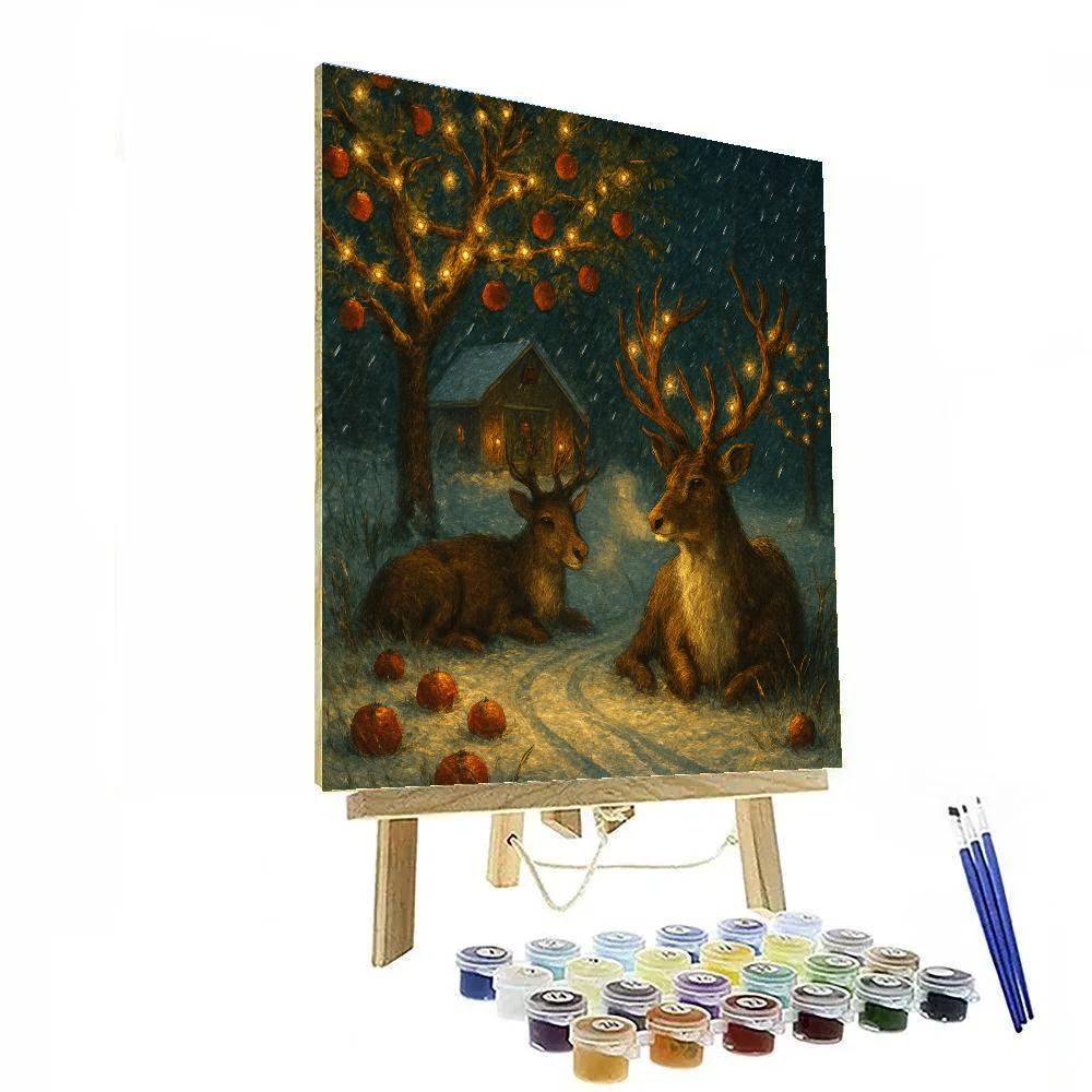 Reindeer Rest At The Candlelit Orchard paint by numbers