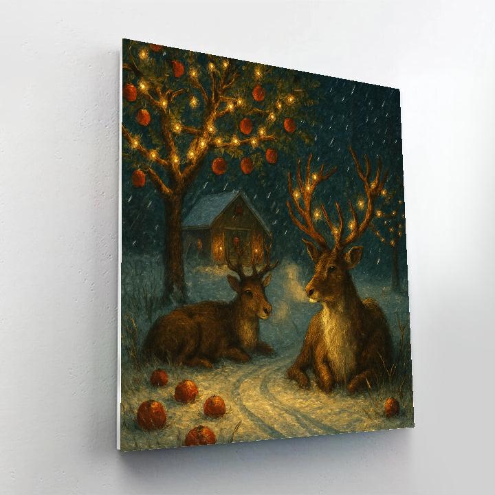 Reindeer Rest At The Candlelit Orchard paint by numbers