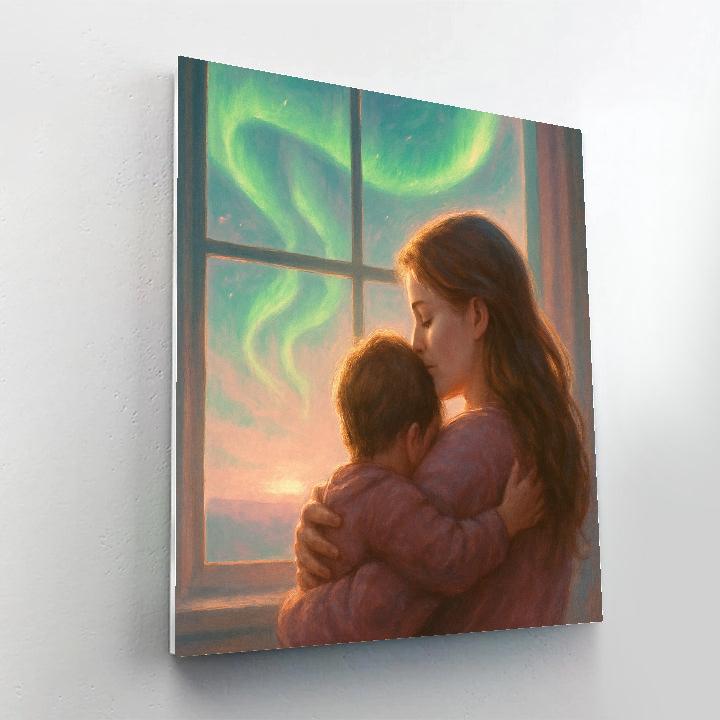 Aurora Window Hug At Dawn paint by number