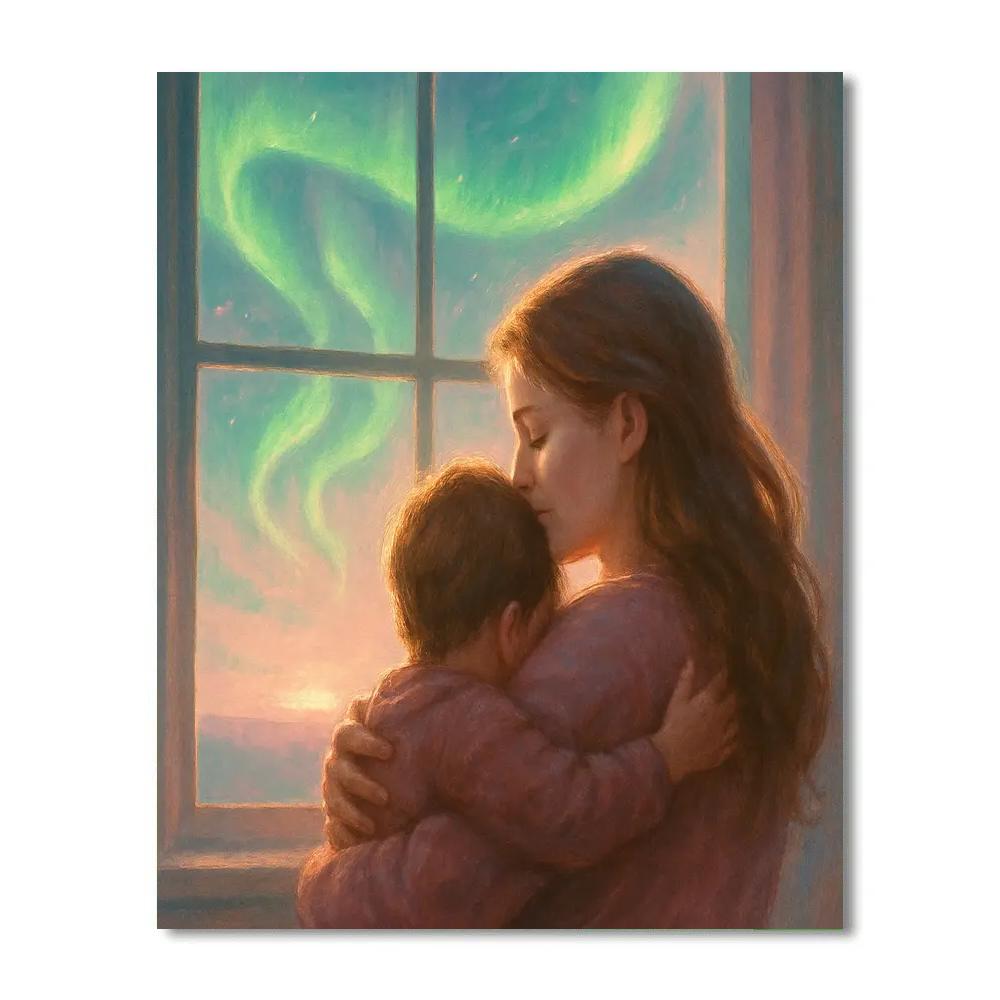 Aurora Window Hug At Dawn paint by number