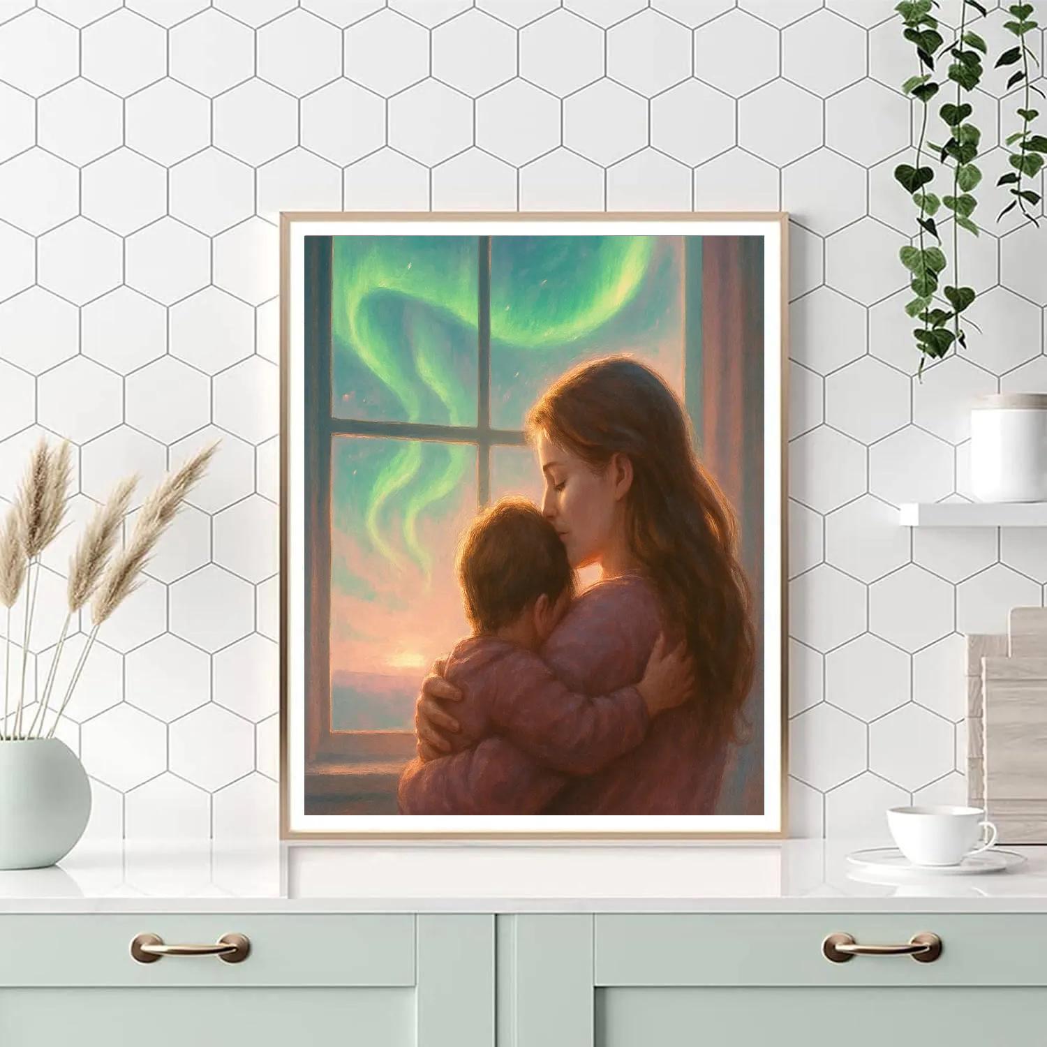 Aurora Window Hug At Dawn paint by number