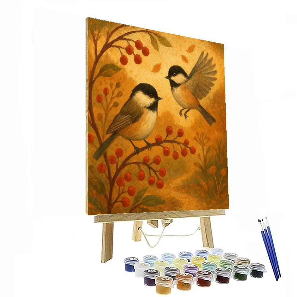 Chickadees In The Quilted Autumn Thicket paint by numbers