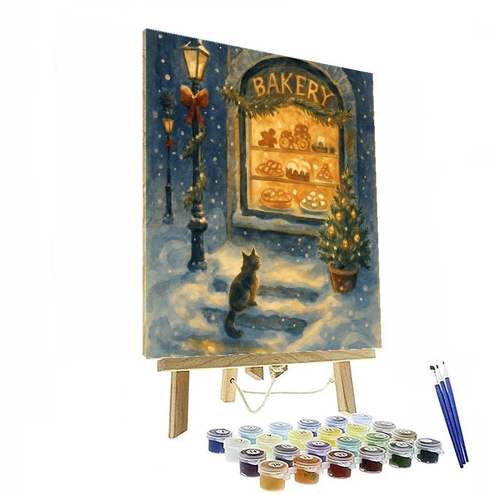 Moonlit Bakery Window Wonderland paint by numbers