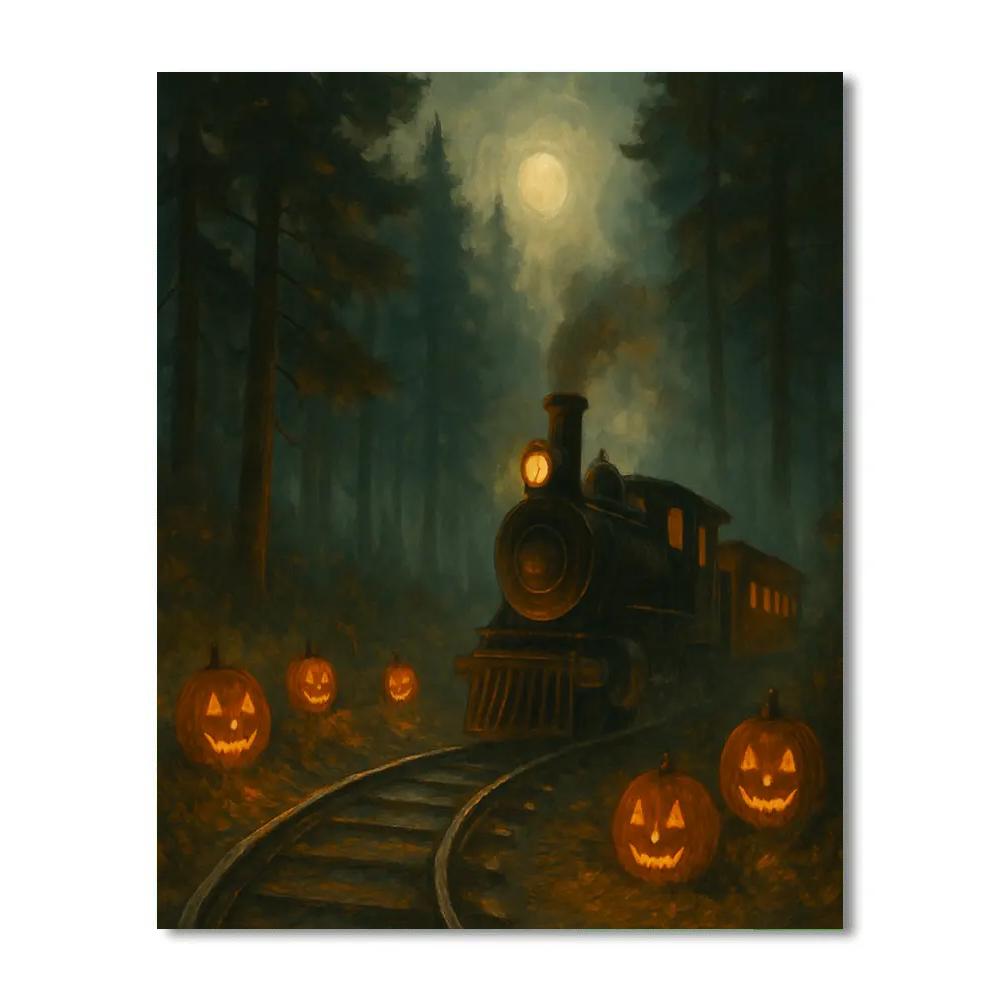 Autumn Train Through The Candlelit Hollow Numbered painting kits
