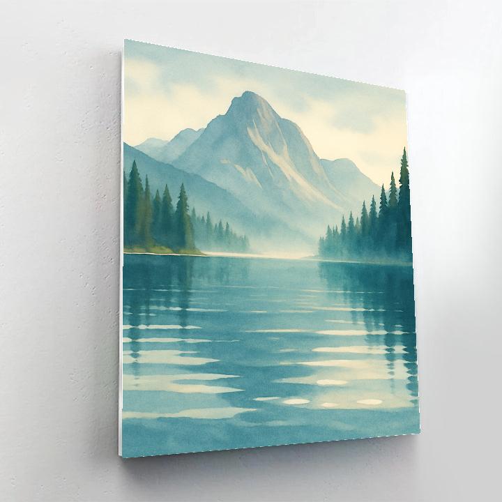 Mountain Lake With Pine Shadow Bands painting number kit