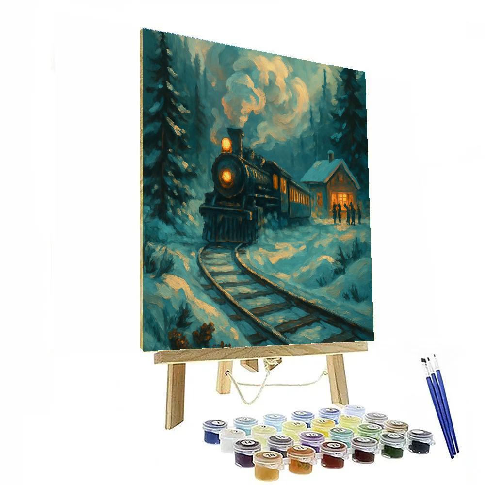 Polar Train Through Pine Shadow Valley Paint by numbers art