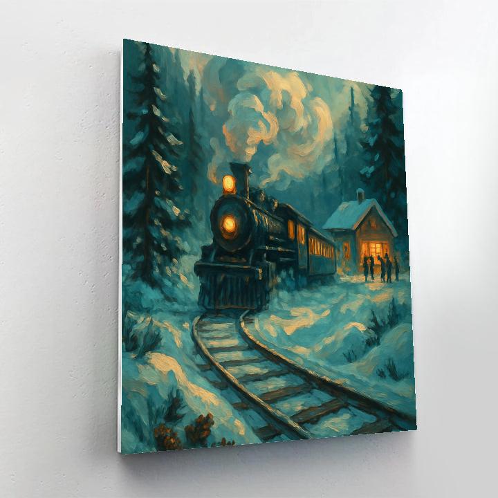 Polar Train Through Pine Shadow Valley Paint by numbers art