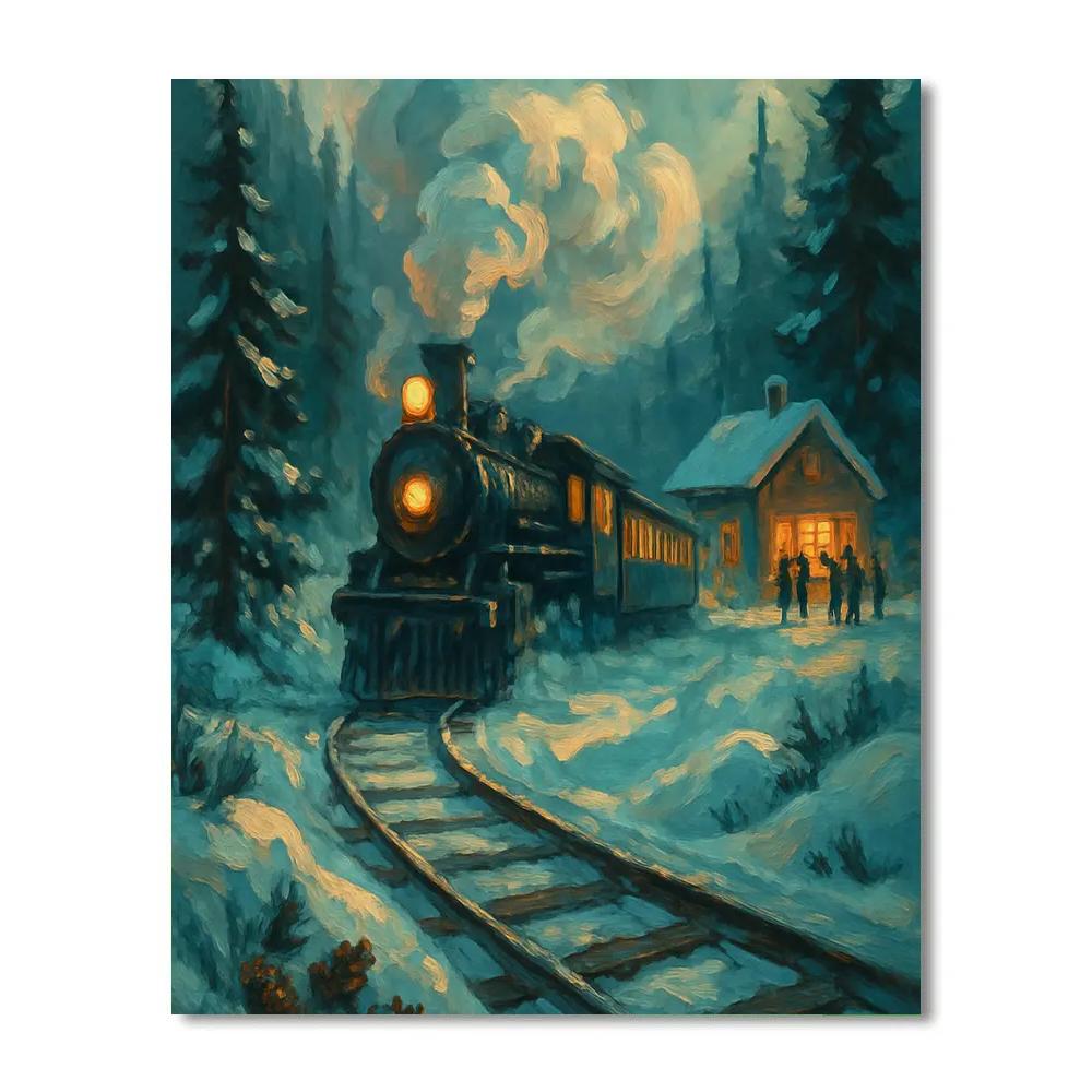 Polar Train Through Pine Shadow Valley Paint by numbers art