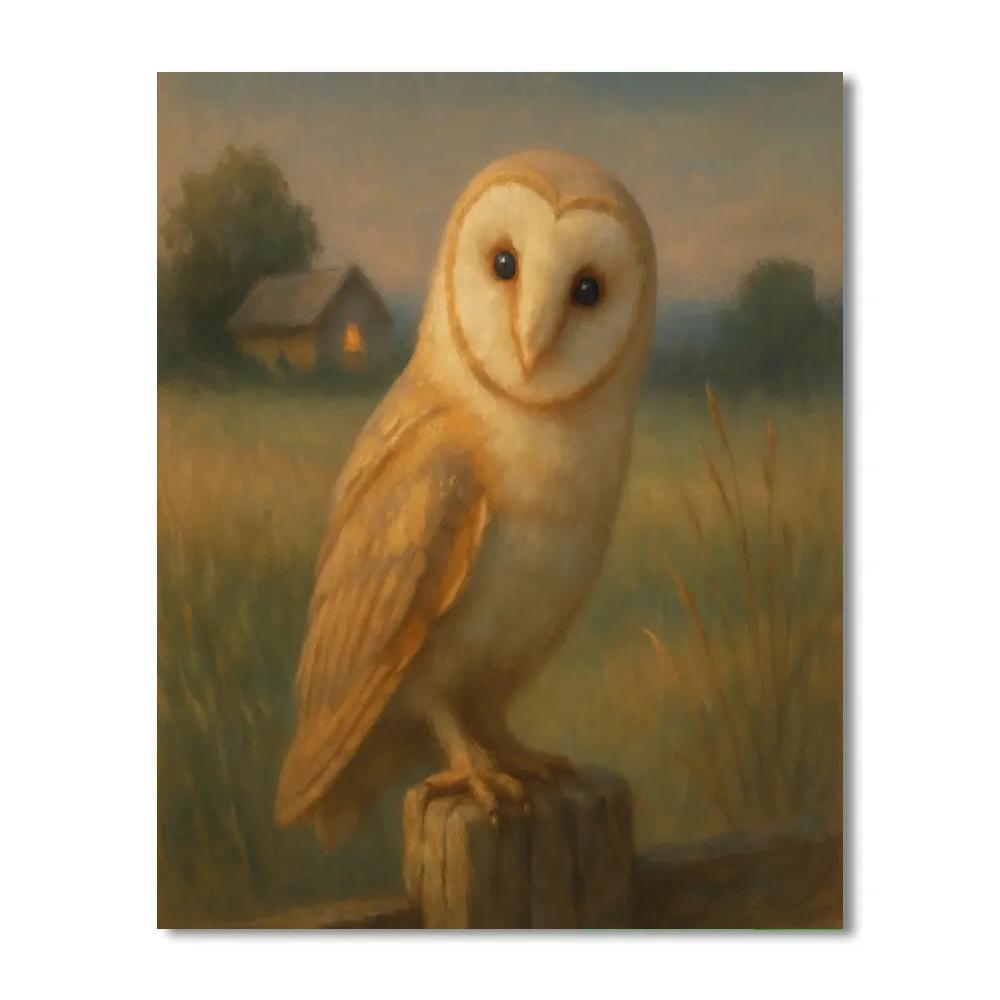 Barn Owl Hearthlight In The Meadow Edge Numbered painting kits
