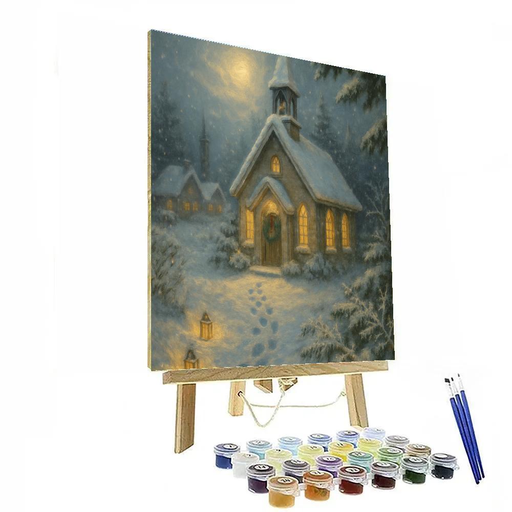 Frosted Chapel Under Falling Light Number painting