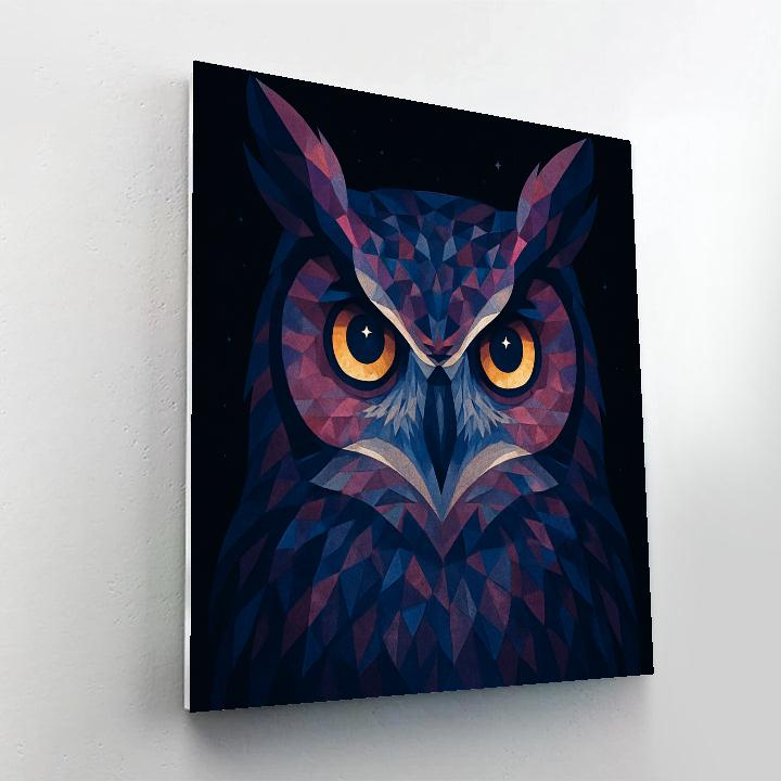 Celestial Mosaic Great Horned Owl Number painting