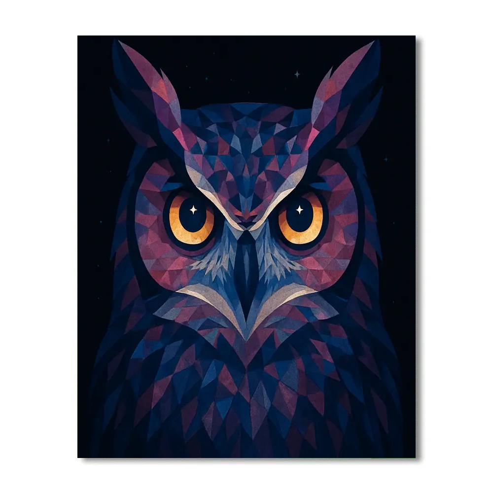 Celestial Mosaic Great Horned Owl Number painting