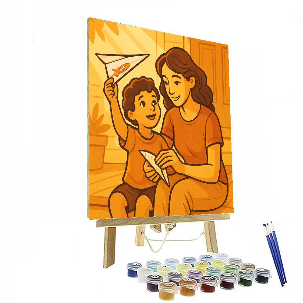 Rocket Ship Paper Airplane Promise Number painting