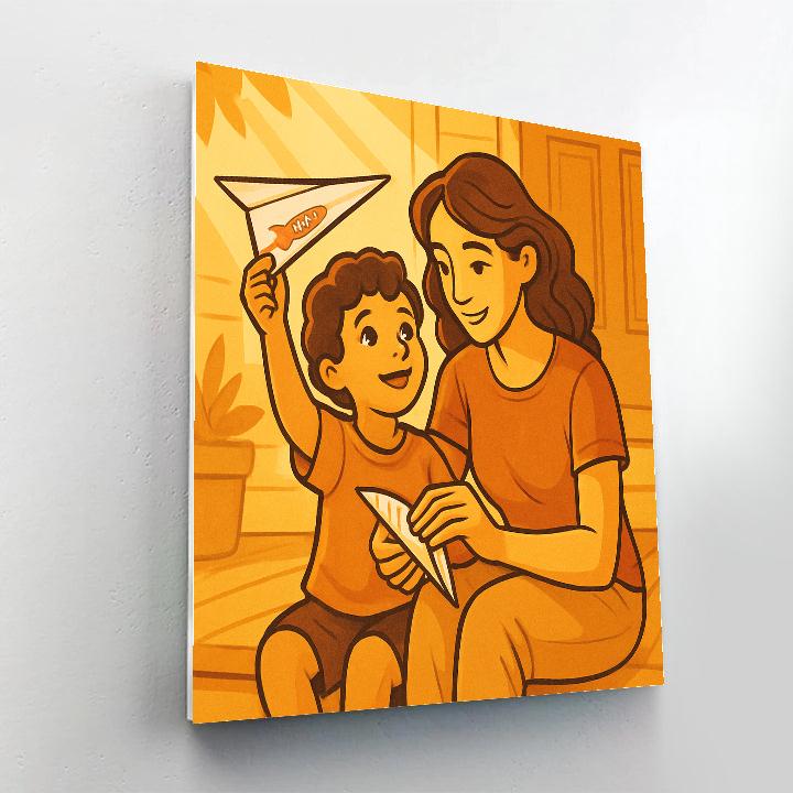Rocket Ship Paper Airplane Promise Number painting