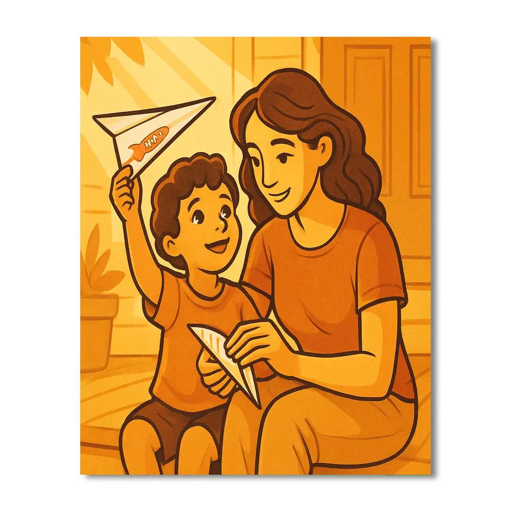 Rocket Ship Paper Airplane Promise Number painting