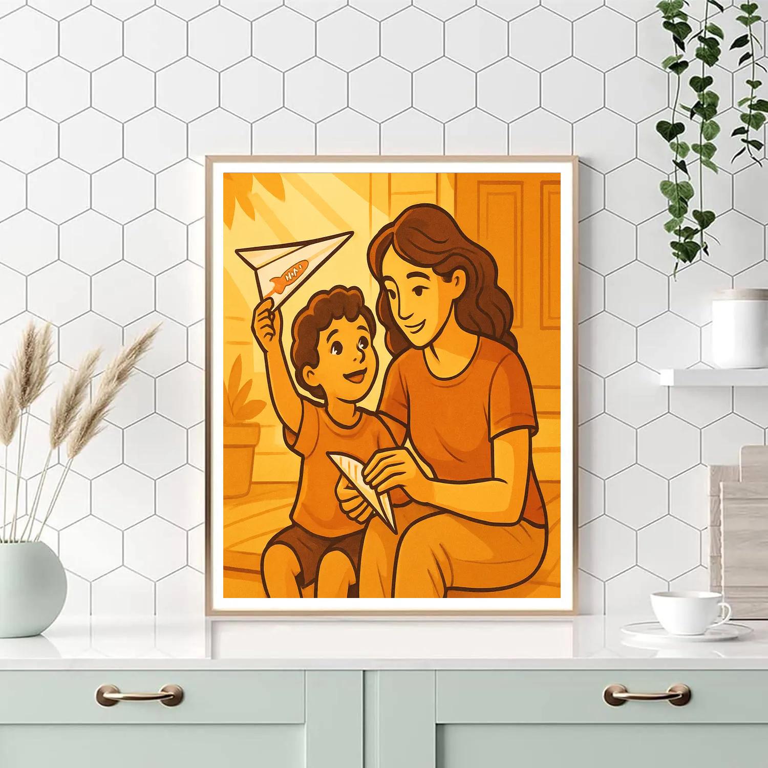 Rocket Ship Paper Airplane Promise Number painting