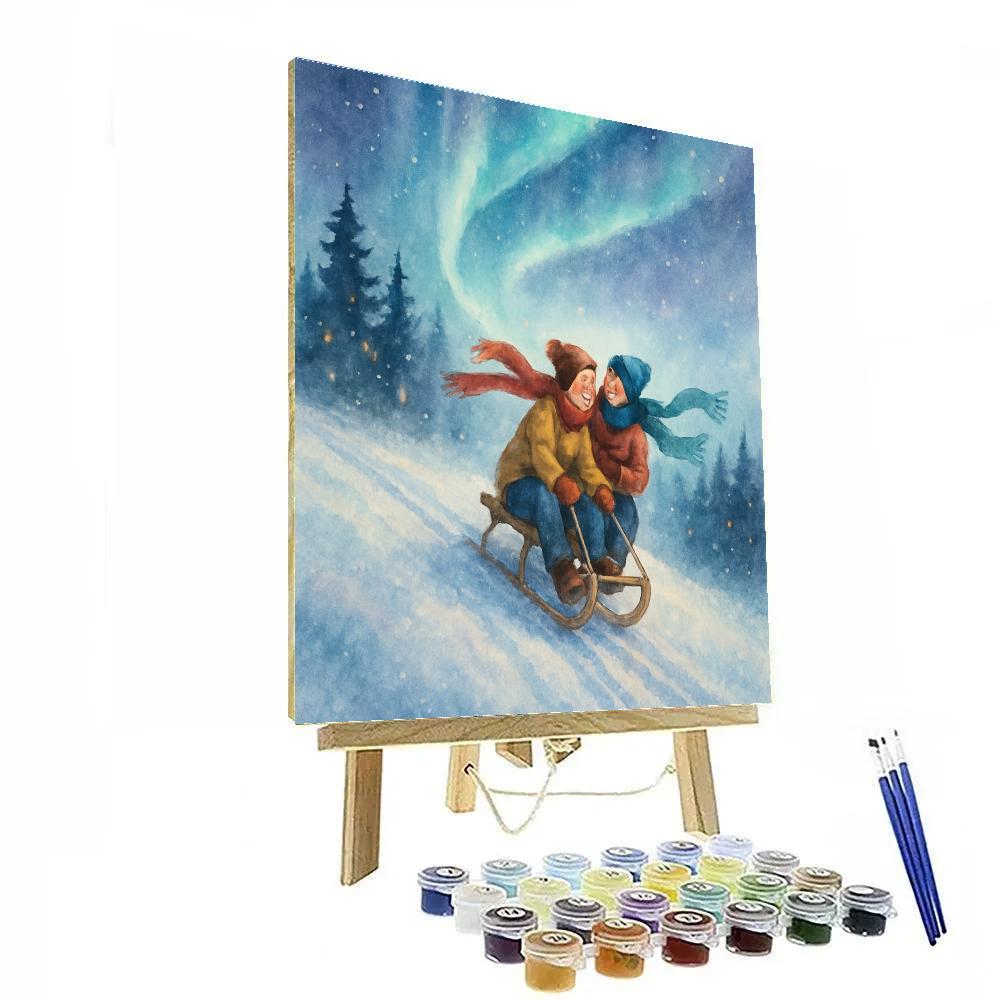 Sledders On Aurora Ridge paint by number