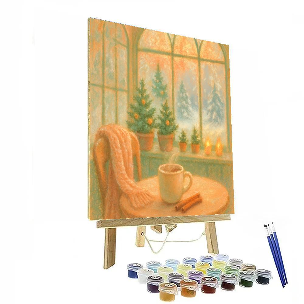 Cocoa Picnic In A Snowy Conservatory paint by numbers