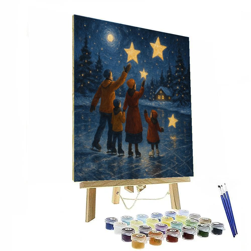 Star Lanterns On The Frozen Lake Paint by numbers art