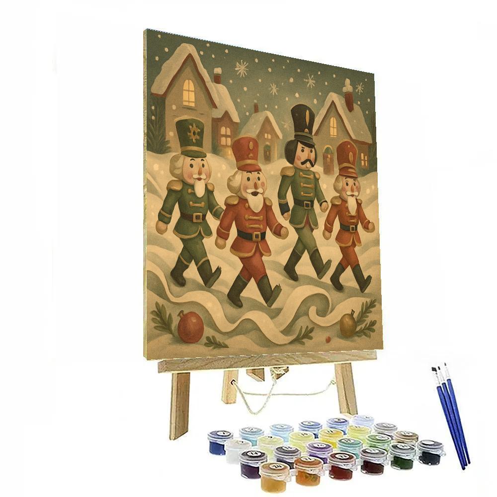 Nutcracker Parade Through Paper Snow Number painting