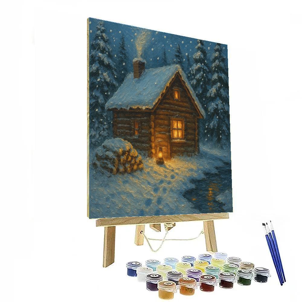 Mountain Cabin Under Sugar Snowfall paint by color