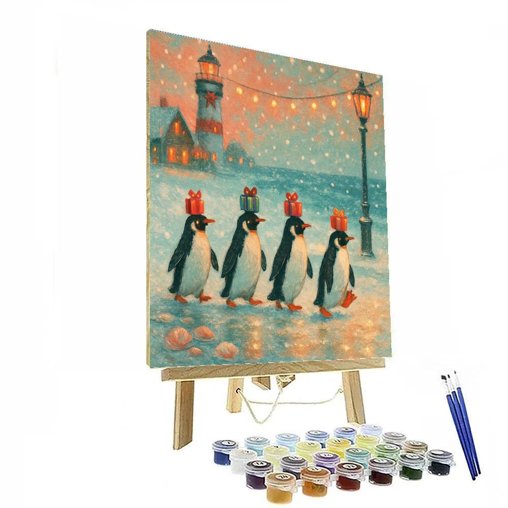 Penguin Gift Couriers By Seaside Lights DIY paint by numbers