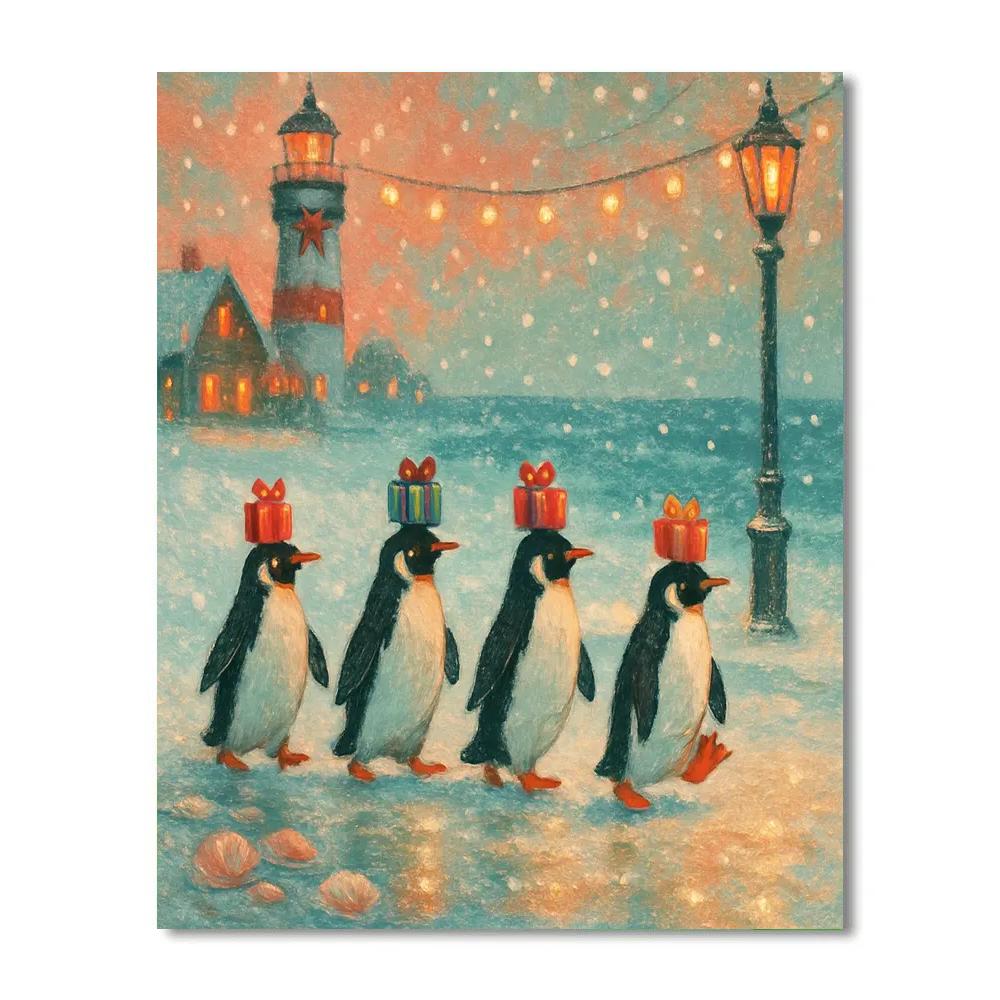 Penguin Gift Couriers By Seaside Lights DIY paint by numbers