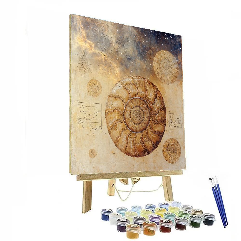 Leonardo Da Vinci Inspired Fossil Nebulae Study painting number kit