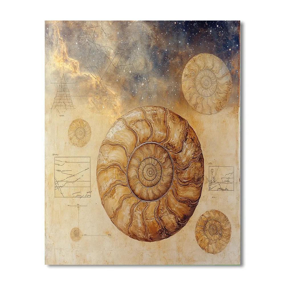 Leonardo Da Vinci Inspired Fossil Nebulae Study painting number kit