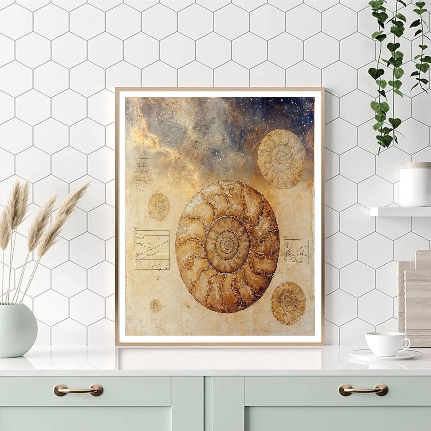 Leonardo Da Vinci Inspired Fossil Nebulae Study painting number kit