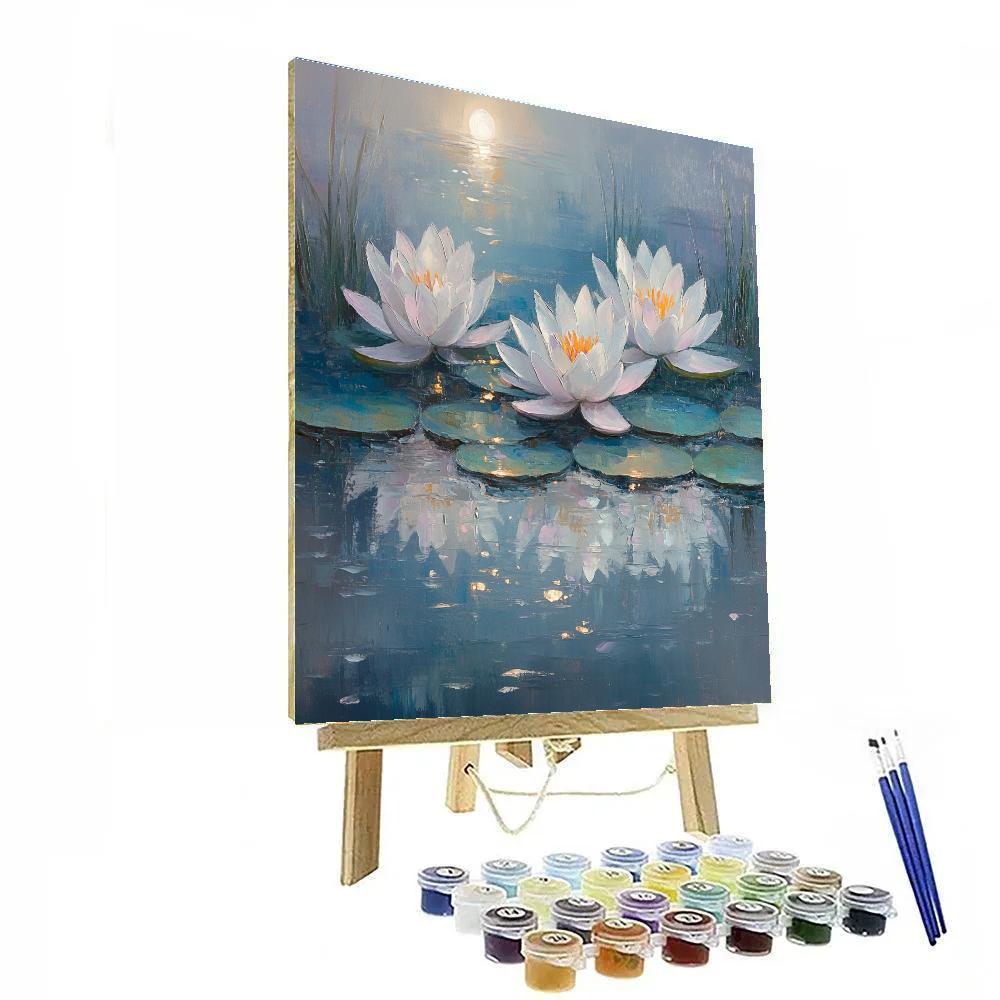 Claude Monet Inspired Water Lilies Under Moonlight painting number kit