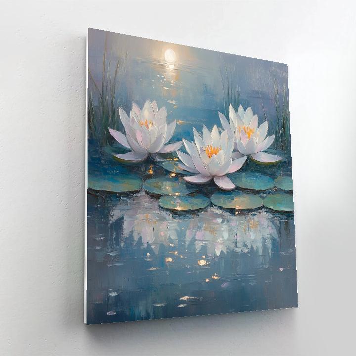 Claude Monet Inspired Water Lilies Under Moonlight painting number kit