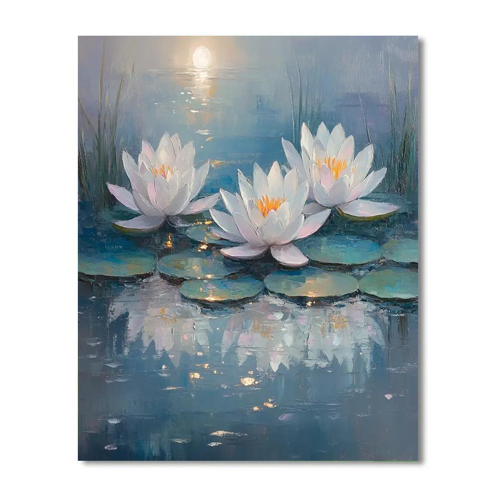 Claude Monet Inspired Water Lilies Under Moonlight painting number kit