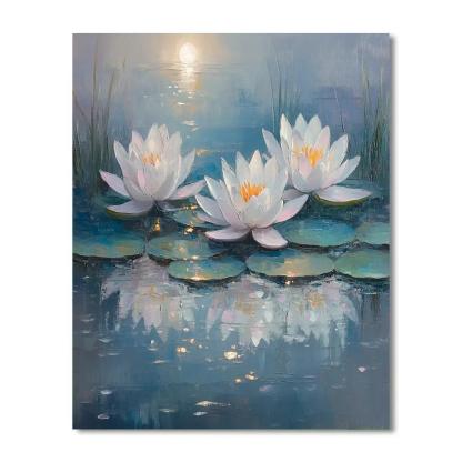 Claude Monet Inspired Water Lilies Under Moonlight painting number kit