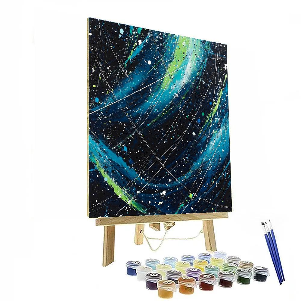 Jackson Pollock Inspired Aurora Vortex Over Polar Night Numbered painting kits