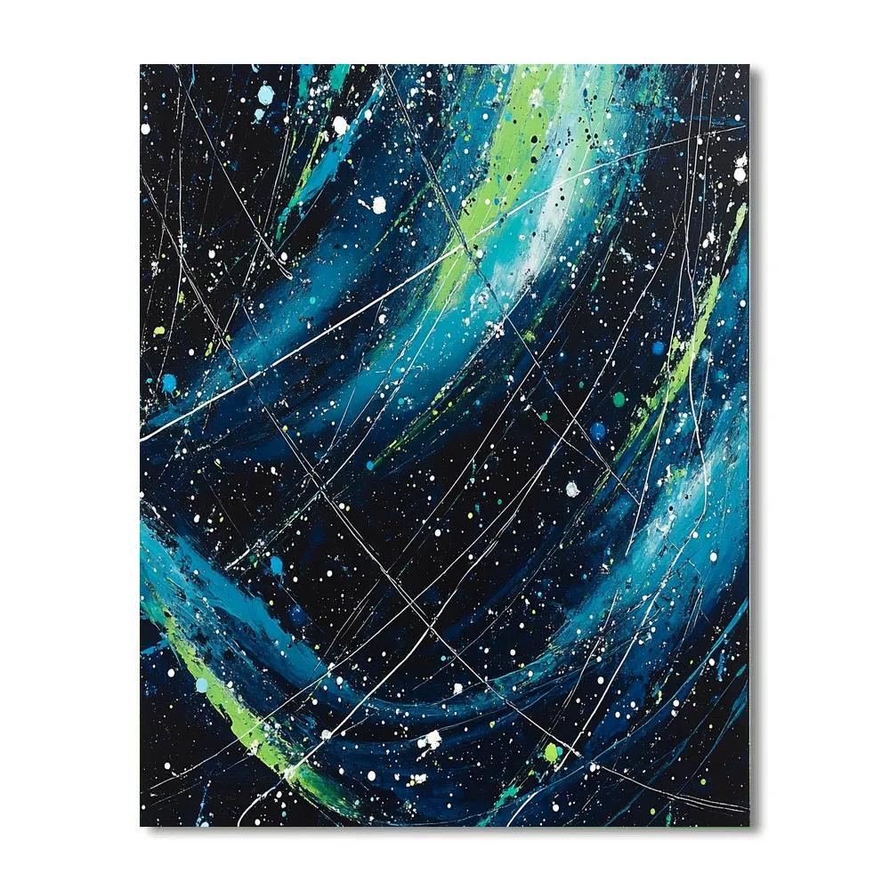 Jackson Pollock Inspired Aurora Vortex Over Polar Night Numbered painting kits