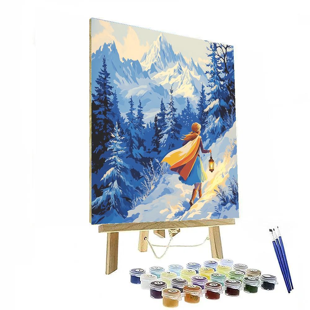 Anna Snowy Mountain Trail Adventure Disney Inspired Number painting