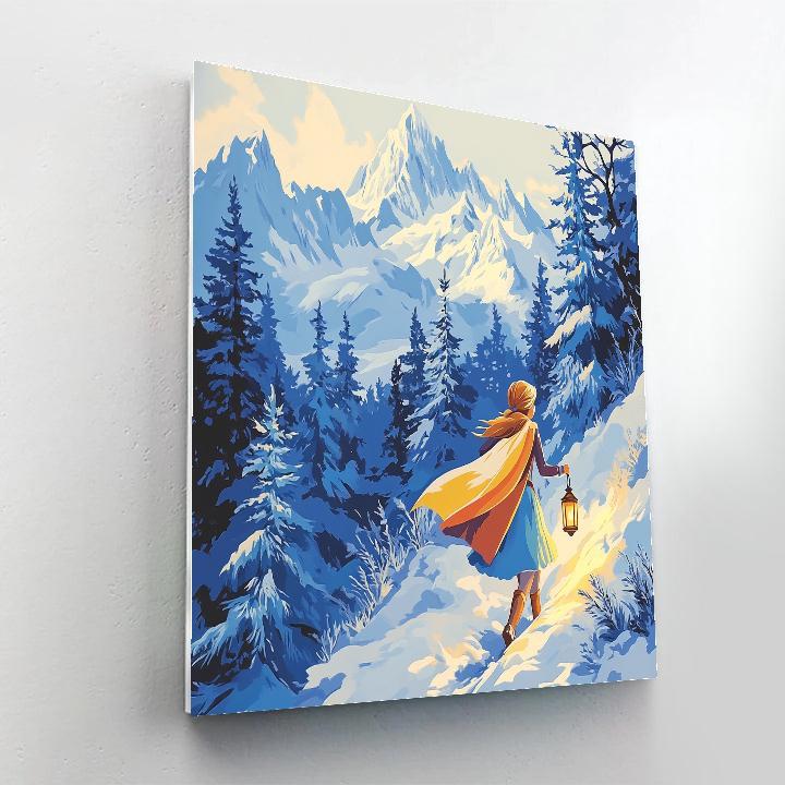 Anna Snowy Mountain Trail Adventure Disney Inspired Number painting