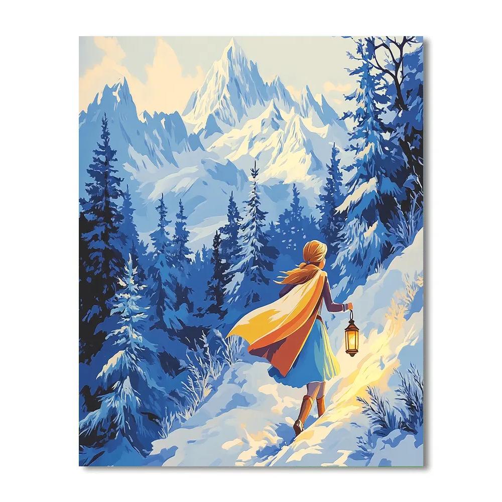 Anna Snowy Mountain Trail Adventure Disney Inspired Number painting