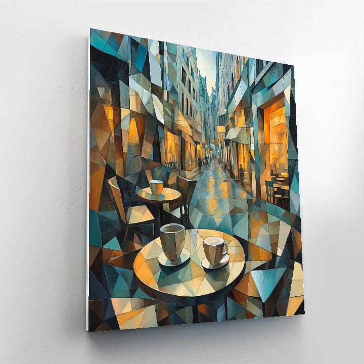 Pablo Picasso Inspired Cubist Street Cafe At Dusk paint by number