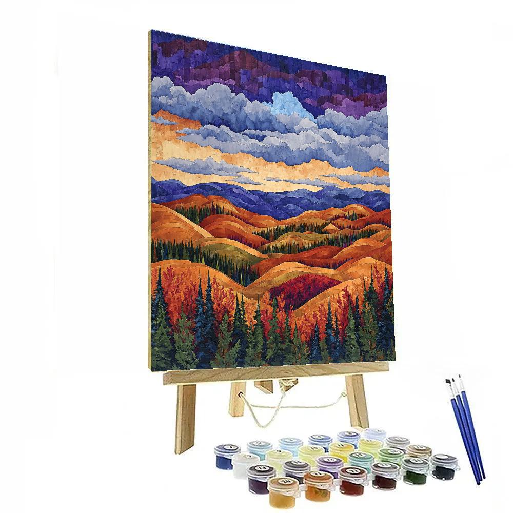 J. E. H. MacDonald Inspired Algoma Escarpment Under Comet Lit Clouds Number painting