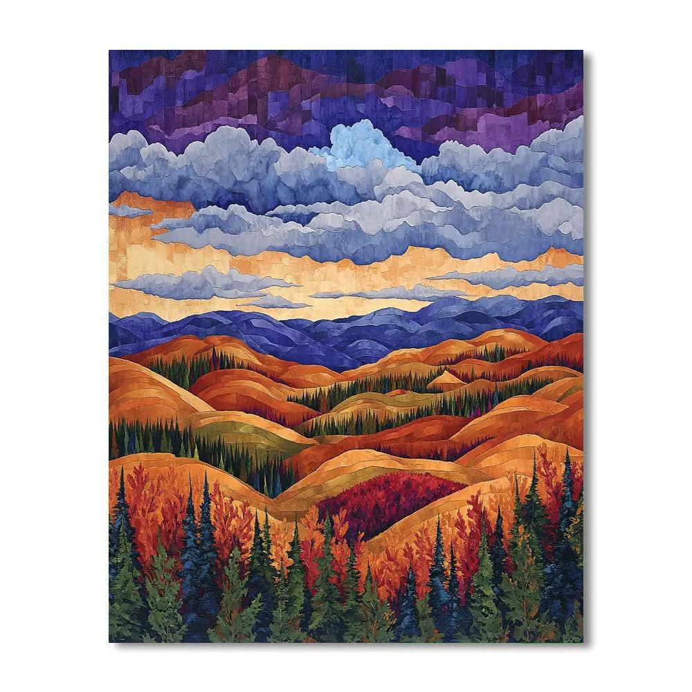 J. E. H. MacDonald Inspired Algoma Escarpment Under Comet Lit Clouds Number painting
