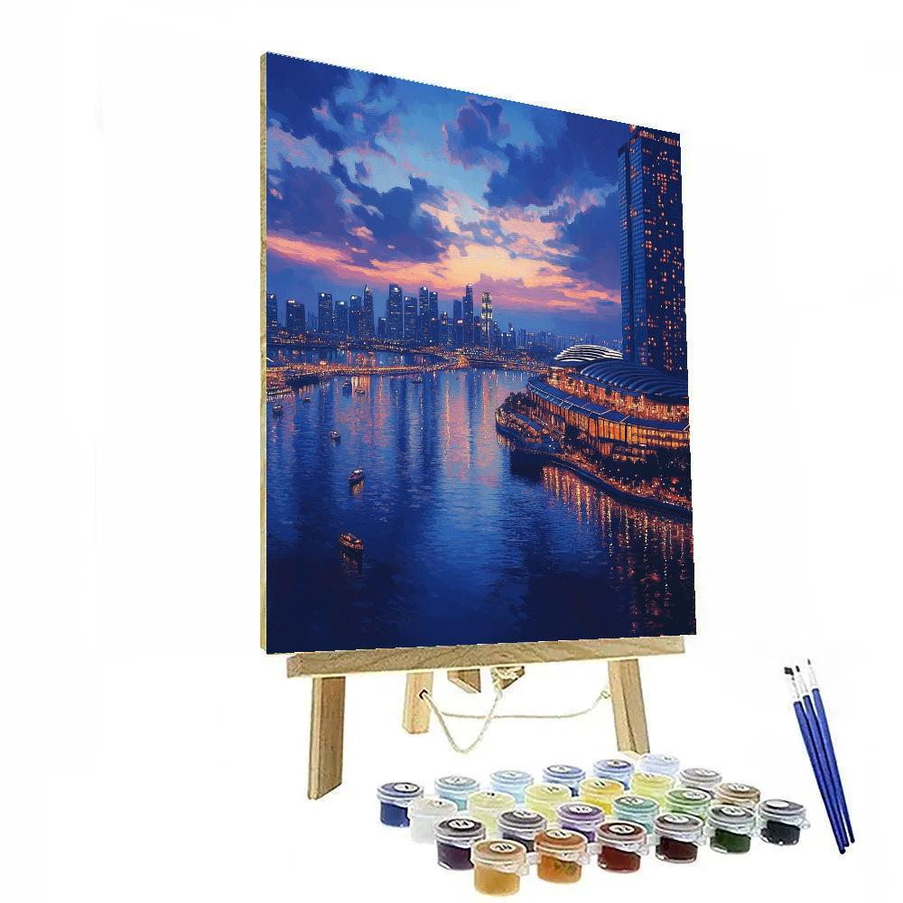 Marina Bay Sands Infinity Pool Skyline Dusk Singapore paint by number
