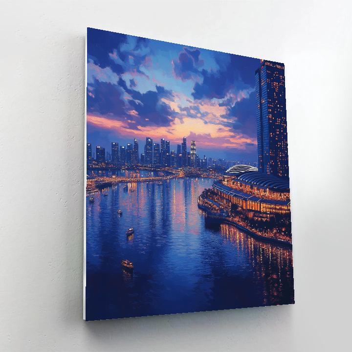 Marina Bay Sands Infinity Pool Skyline Dusk Singapore paint by number