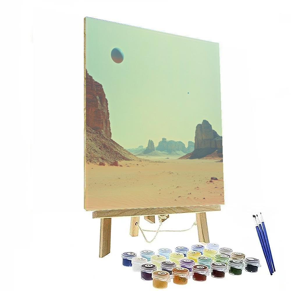Salvador Dali Inspired Desert With Floating Planets painting number kit
