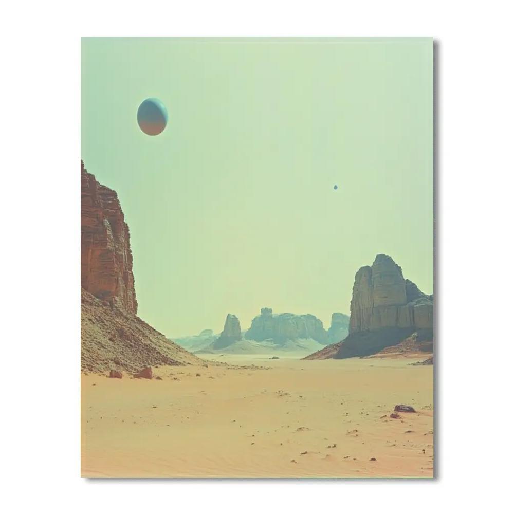 Salvador Dali Inspired Desert With Floating Planets painting number kit