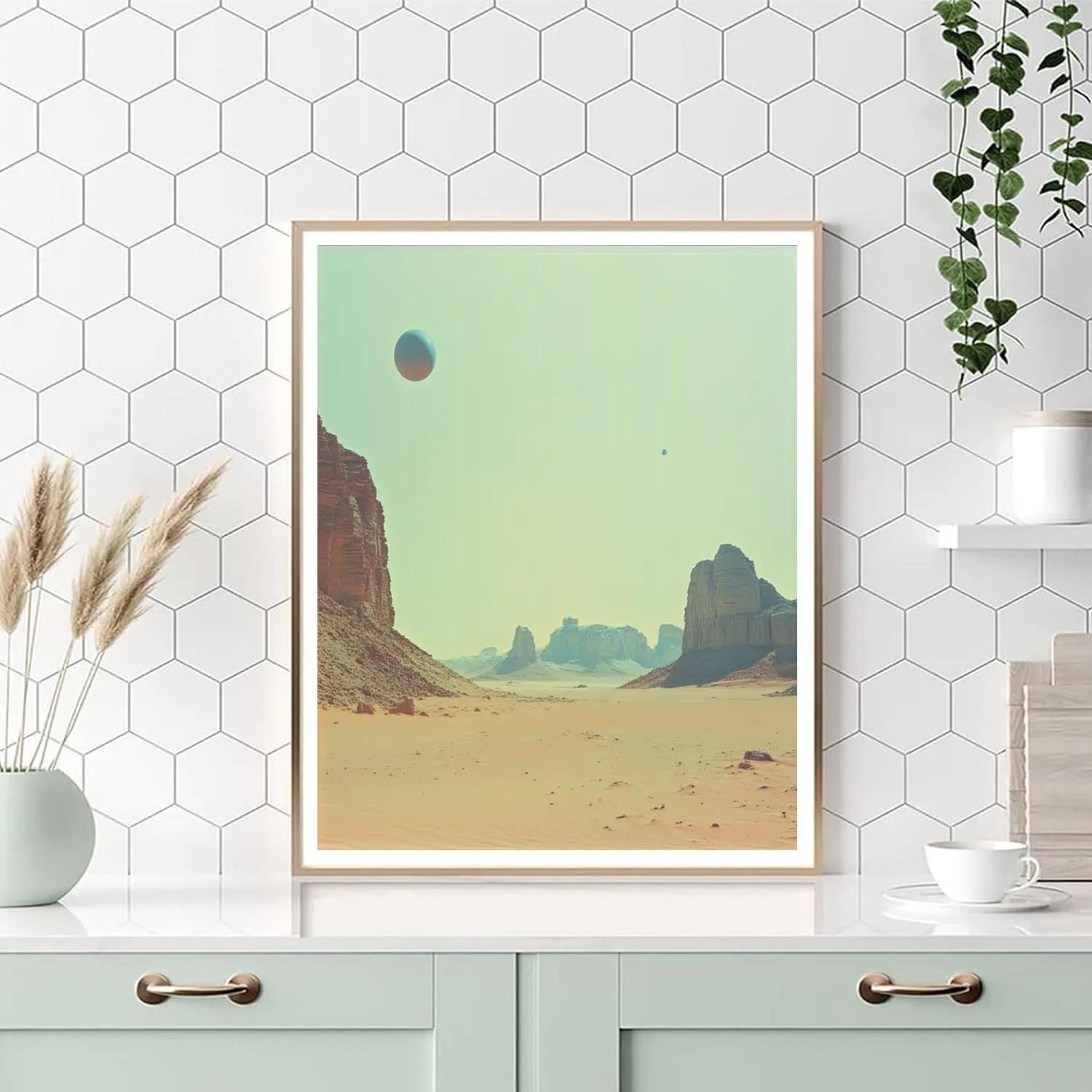 Salvador Dali Inspired Desert With Floating Planets painting number kit