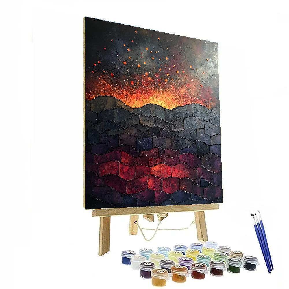 Jean-Paul Riopelle Inspired Meteor Spark Storm In Volcanic Dusk Number painting