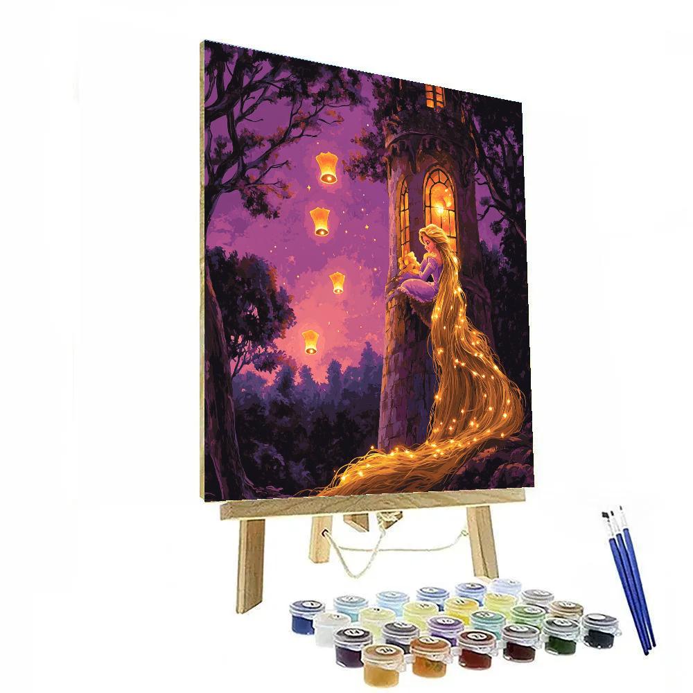 Pascal Lantern Tower Evening With Rapunzel Disney Inspired Number painting