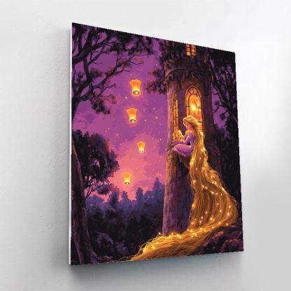 Pascal Lantern Tower Evening With Rapunzel Disney Inspired Number painting